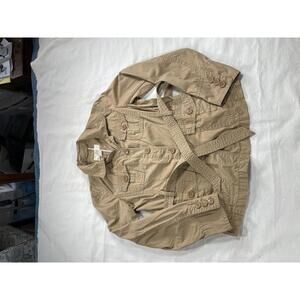 J. Crew Medium trench style short utility jacket 4 pocket 5 button front belted